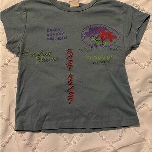 Urban Outfitters Baby Tee in Blue with Floral Graphics